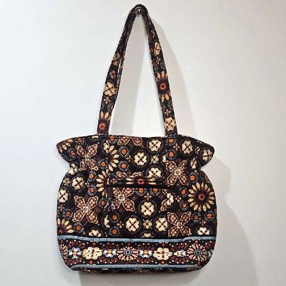 Vera Bradley Floral Shoulder Bag - Brown and Cream - Picture 1 of 11